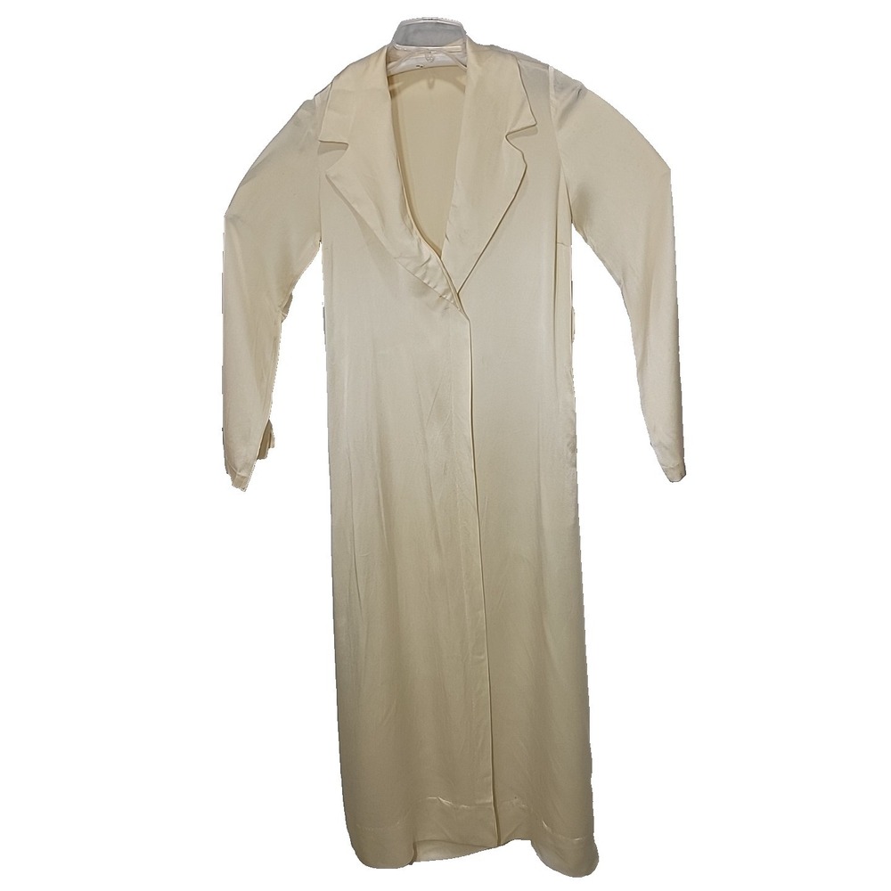Vintage 1930s 1940s Cream Silk Dressing Gown Robe  Full Length Coat